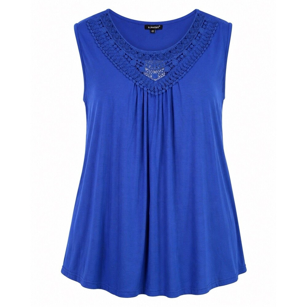 A. Jesdani Women’s Crochet Lace Tunic Top Blue Sleeveless Stretch NWT 4X